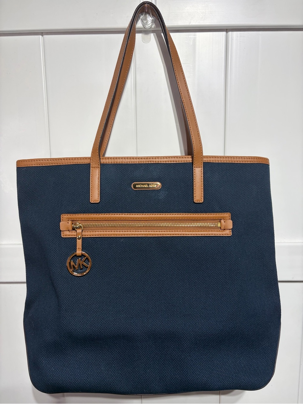 Michael Michael Kors Kempton navy Canvas/brown leather large tote